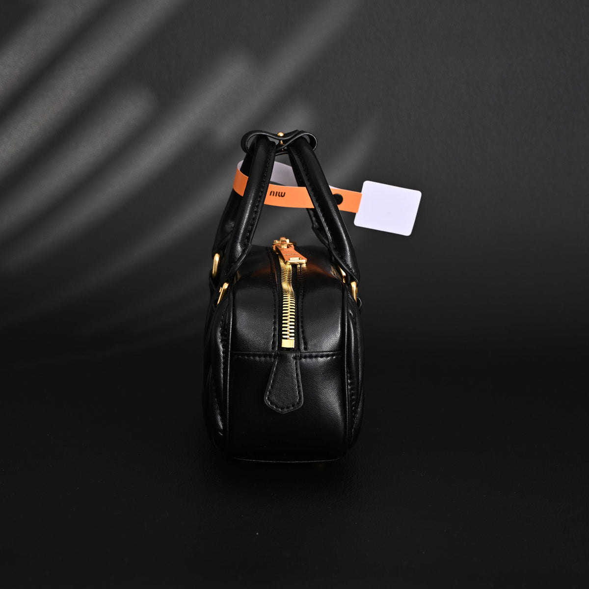 Miu Miu Black Matelassé Leather Top Handle Bag